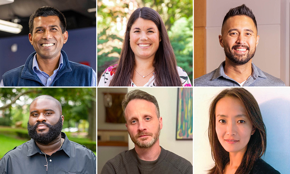 Graphic featuring six faculty members headshots.